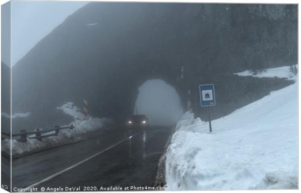 Driving by the rock tunnel in Serra da Estrela Canvas Print by Angelo DeVal