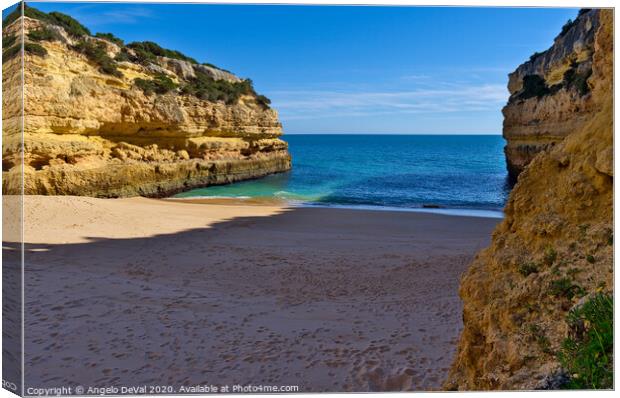 Tranquil Beach Scene in Algarve Canvas Print by Angelo DeVal