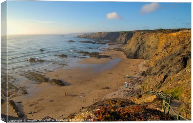 Nossa Senhora beach scene in Zambujeira do Mar Canvas Print by Angelo DeVal