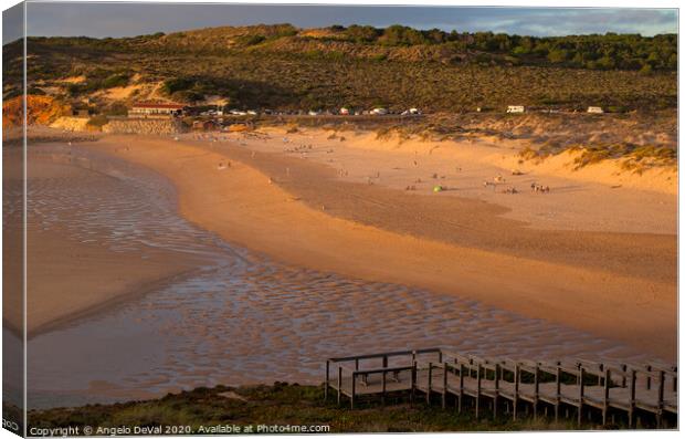 End of the day in Amoreira beach Canvas Print by Angelo DeVal