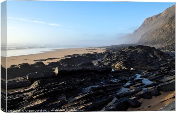 Vale Figueiras Beach Wet Schist Canvas Print by Angelo DeVal