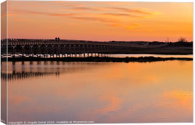 Wooden Bridge and Twilight - Quinta do Lago Canvas Print by Angelo DeVal