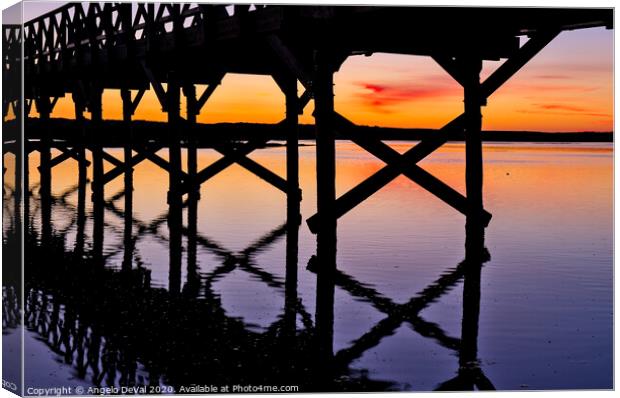 Twilight wooden bridge - Quinta do Lago Canvas Print by Angelo DeVal