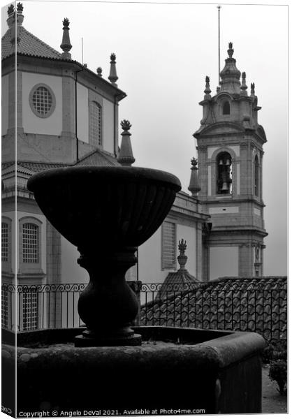 Water Fountain and Basilica in Bom Jesus de Braga Canvas Print by Angelo DeVal