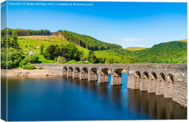 Garreg Ddu Dam and Reservoir, Elan Valley Canvas Print by Beata Aldridge