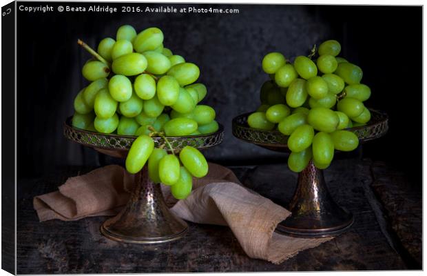 Vintage green grapes Canvas Print by Beata Aldridge