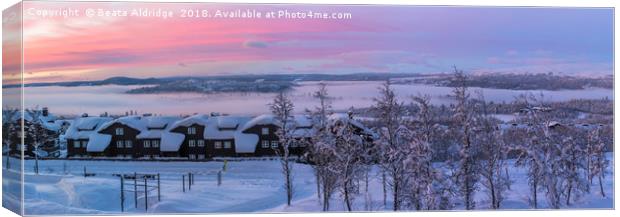 Winter sunrise in Norway. Canvas Print by Beata Aldridge