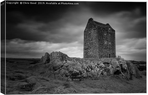 Smailholm Tower (B&W) Canvas Print by Chris Good