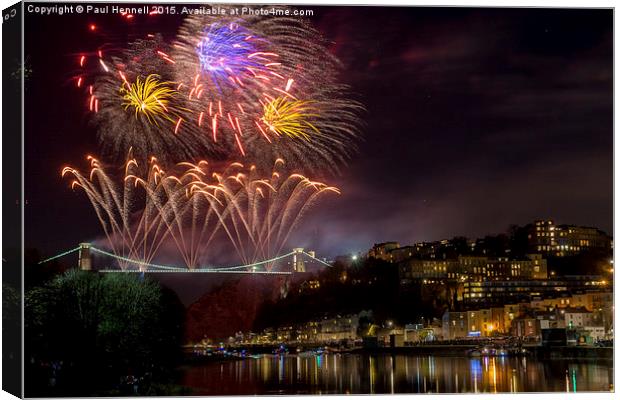 Clifton Suspension Bridge Fireworks Canvas Print by Paul Hennell