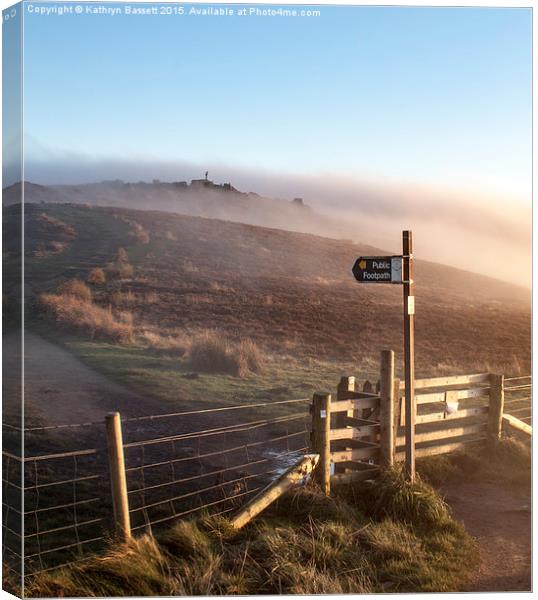 Peak District sunset view after the mist clears Canvas Print by Kathryn Bassett