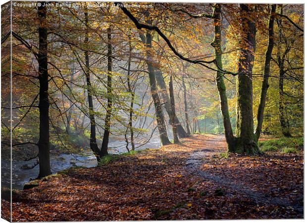  Hebden Water, Yorkshire, Autumn Canvas Print by John Ealing