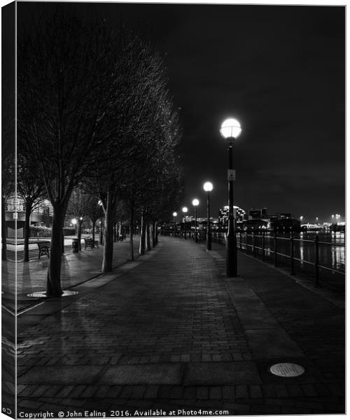 Salford Nocturne  Canvas Print by John Ealing
