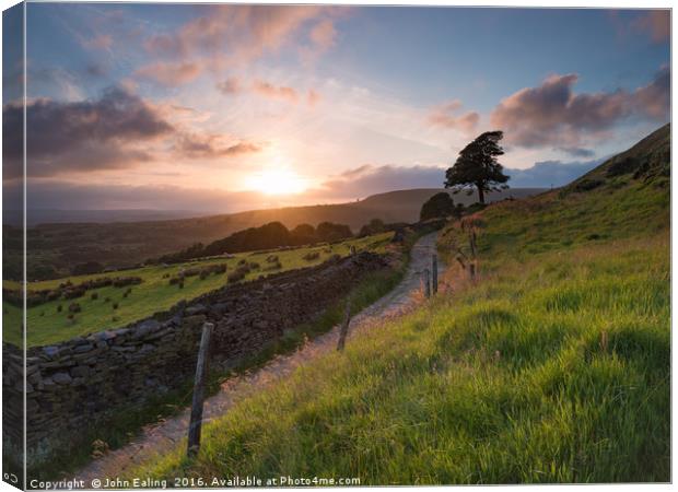 Turton Tower Sunset Canvas Print by John Ealing