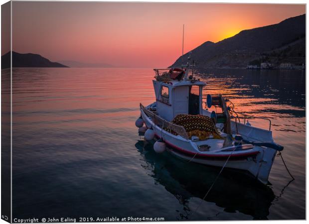 Symi Dawn Canvas Print by John Ealing