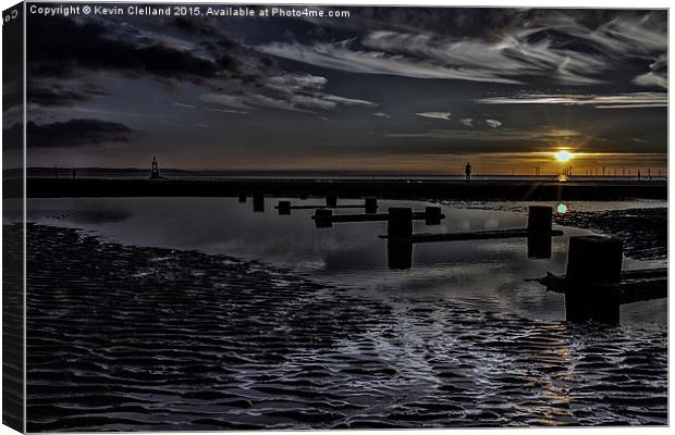  Sunset at Crosby Beach Canvas Print by Kevin Clelland