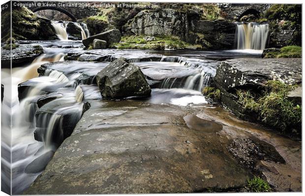  Waterfall at the 3 Shires Canvas Print by Kevin Clelland