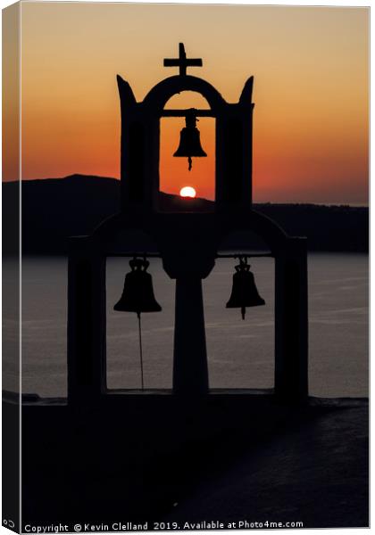 The Chapel of Panagia-Santorini Sunset Canvas Print by Kevin Clelland