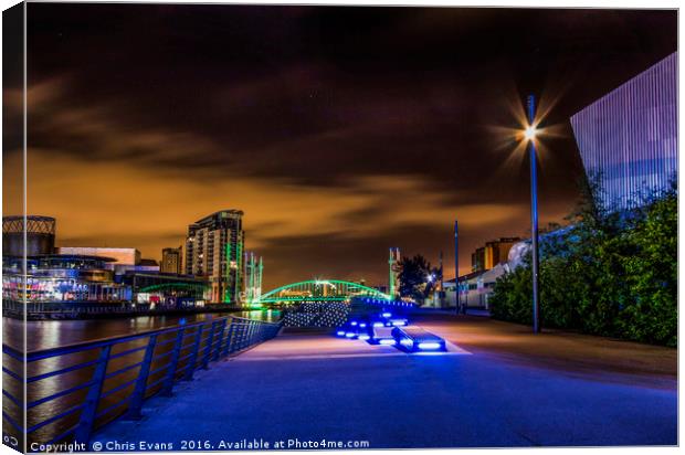 Salford at Night  Canvas Print by Chris Evans