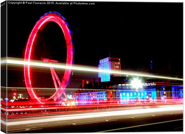  London Eye at night .  Canvas Print by Paul Fouracre