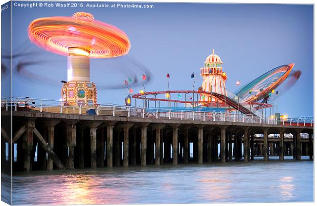  Clacton on Sea Pier rides Canvas Print by Rob Woolf