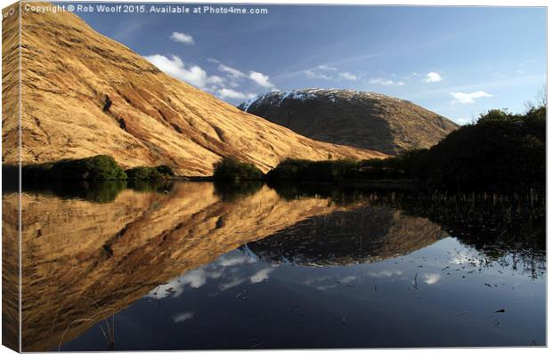  Glen Etive Reflections Canvas Print by Rob Woolf