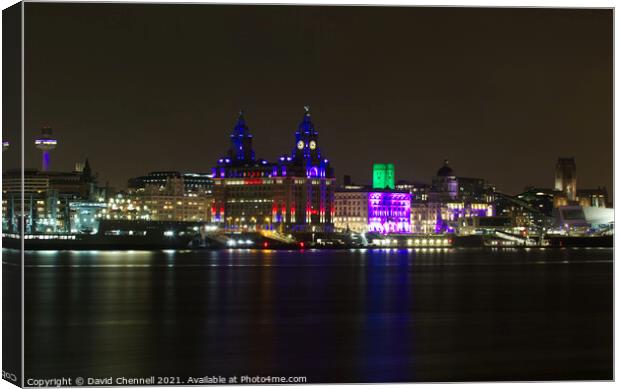 Liverpool Waterfront Nightscape Canvas Print by David Chennell