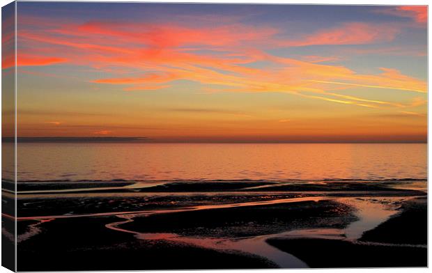  Fylde Coast Sunset  Canvas Print by David Chennell