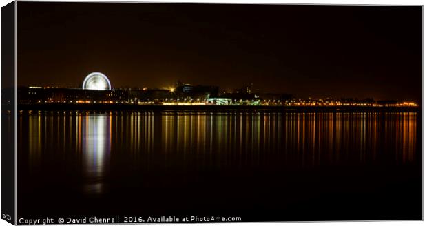 Liverpool Big Wheel & South Docks Reflection  Canvas Print by David Chennell