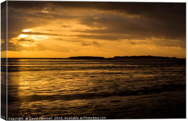 Golden Hour Hilbre Island Silhouette Canvas Print by David Chennell