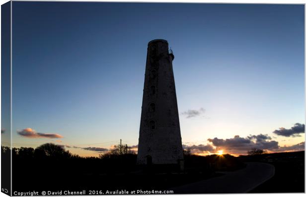 Leasowe Lighthouse Sunset  Canvas Print by David Chennell