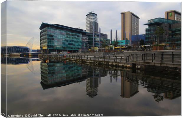 Salford Quays Reflection   Canvas Print by David Chennell