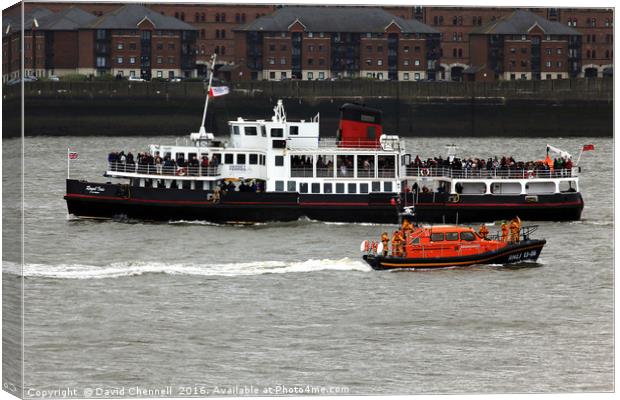 Royal Iris Mersey Ferry & Hoylake Lifeboat Canvas Print by David Chennell