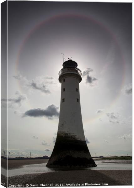 Perch Rock Lighthouse Halo Canvas Print by David Chennell