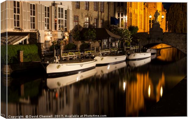Bruges Canals  Canvas Print by David Chennell