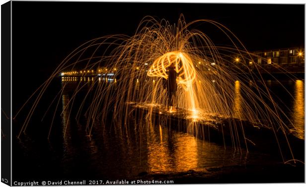 Wire Wool Spinning  Canvas Print by David Chennell