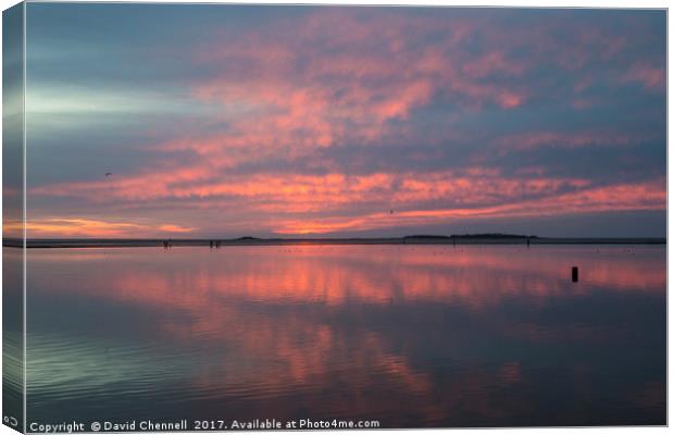 West Kirby Sunset Reflection  Canvas Print by David Chennell