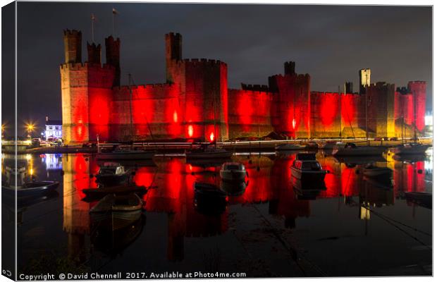 Caernarfon Castle Reflection    Canvas Print by David Chennell