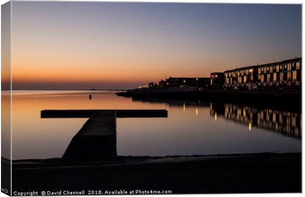 West Kirby Sunset Reflection    Canvas Print by David Chennell