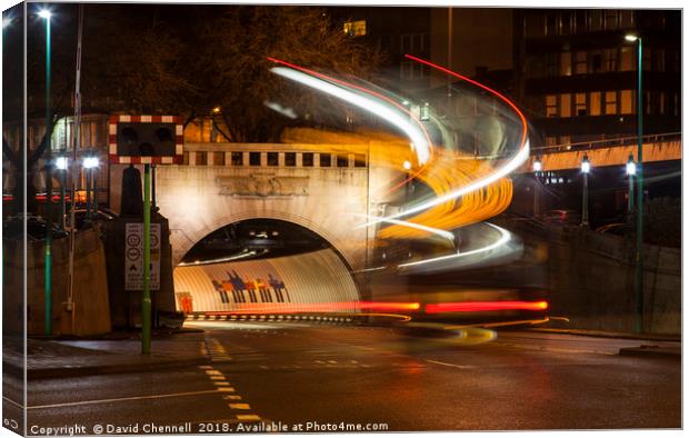 Mersey Tunnel Light Trails Canvas Print by David Chennell