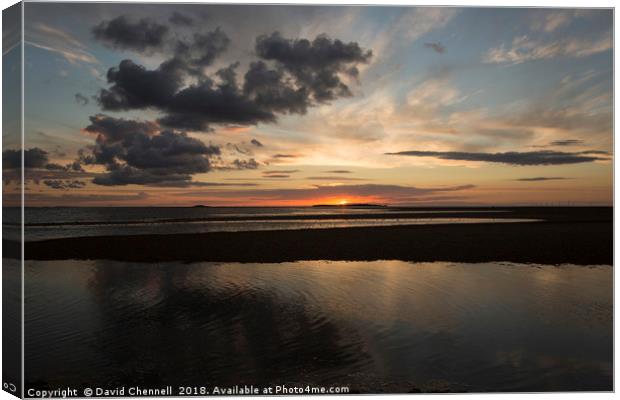 West Kirby Sunset Reflection   Canvas Print by David Chennell