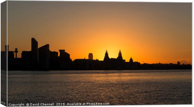Liverpool Waterfront Dawn Canvas Print by David Chennell