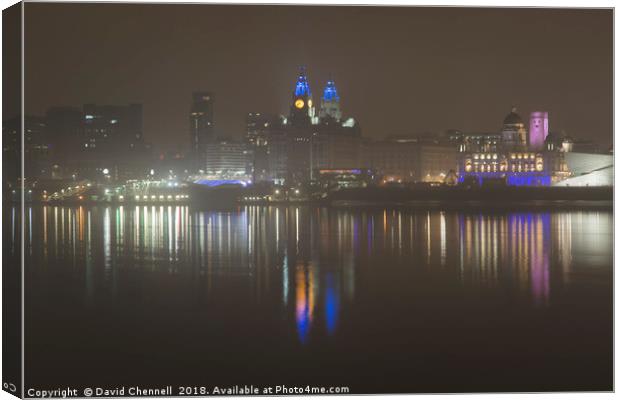 Misty Liverpool Waterfront Canvas Print by David Chennell