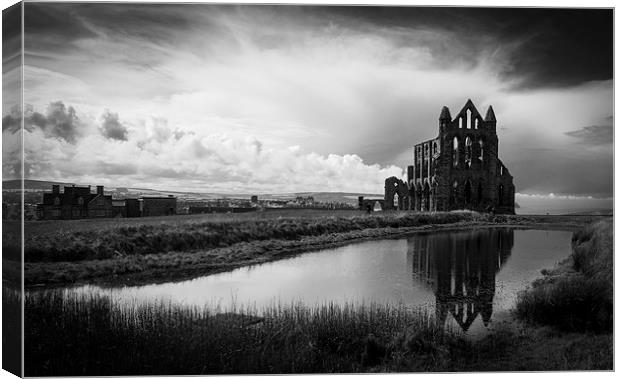  Whitby Abbey Reflected in Water Canvas Print by Steve Chandler