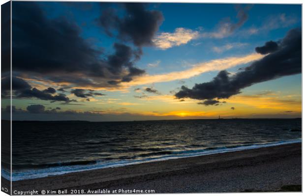 Sunset at Lee on The  Solent  Canvas Print by Kim Bell