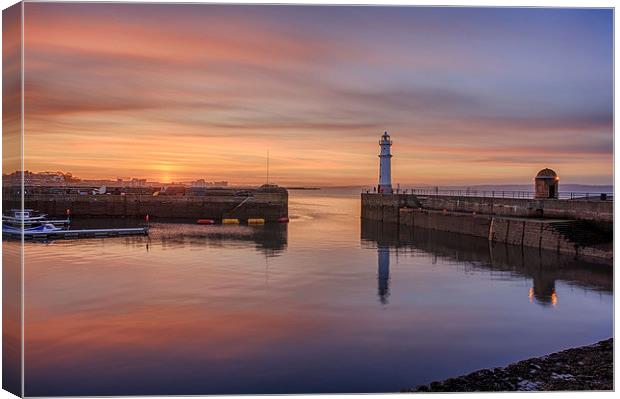 Newhaven Harbour in the Gloaming Canvas Print by Miles Gray