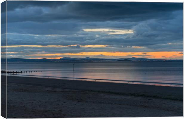 Last light over Portobello beach, Edinburgh Canvas Print by Miles Gray