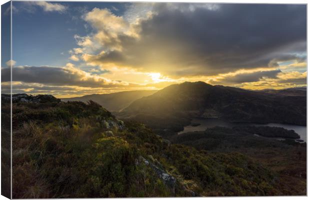 Sunset from the summit of Ben A'an Canvas Print by Miles Gray