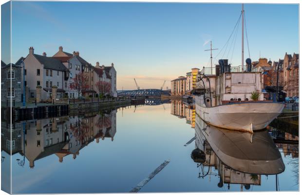 Reflections at the Shore, Leith Canvas Print by Miles Gray