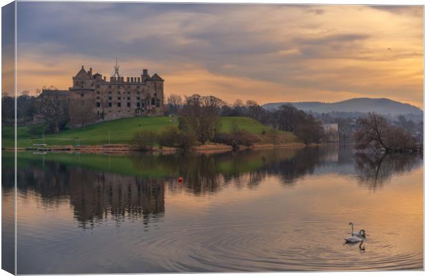 Sunset over Linlithgow Palace Canvas Print by Miles Gray