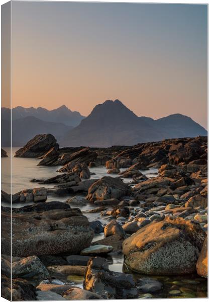 Black Cuillin from Elgol Beach at Sunset Canvas Print by Miles Gray